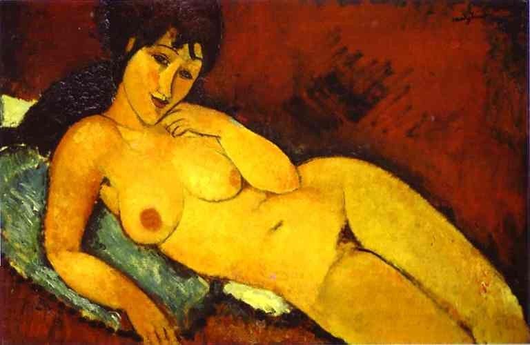 Amedeo Modigliani Nude on a Blue Cushion